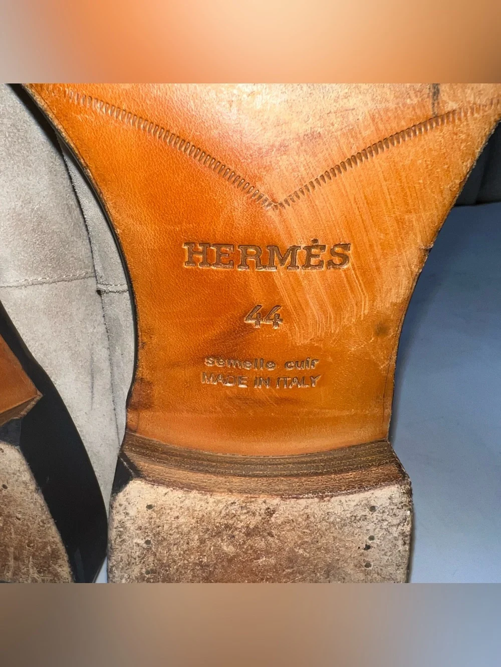 Hermes 2020 Berny Suede Boots Mens Size EU 44 Beige Made In Italy Chelsea